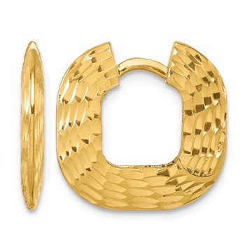 Herco 14K Polished and Diamond-cut Solid Wide Square Hinged Hoop Earrings