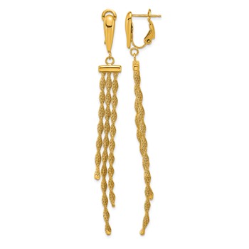 Herco 14K Polished Fancy Twisted Chain 3-Strand Leverback Dangle Earrings