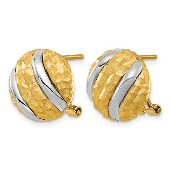 Herco 14K with White Rhodium Textured Circle Omega Back Earrings — alternate view