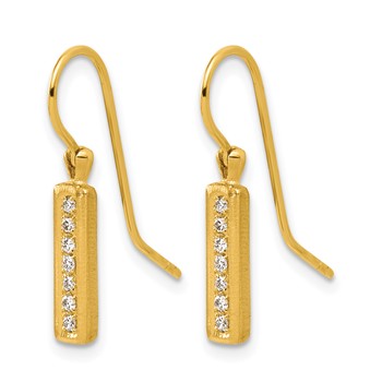 Herco 14K Polished and Textured Diamond Bar Dangle Earrings — alternate view