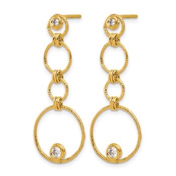 Herco 14K Textured Fancy Diamond Circles Post Dangle Earrings — alternate view