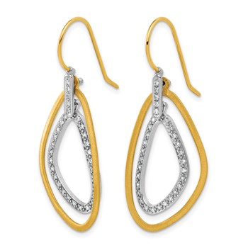 Herco 14K Two-tone Polish & Satin Fancy Diamond Dangle Earrings — alternate view