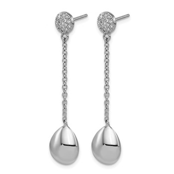 Herco 14K White Gold Rhodium-plated Fancy Diamond Teardrop Post Dangle Earrings — alternate view