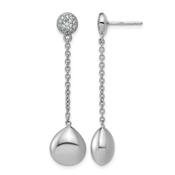 Herco 14K White Gold Rhodium-plated Fancy Diamond Teardrop Post Dangle Earrings