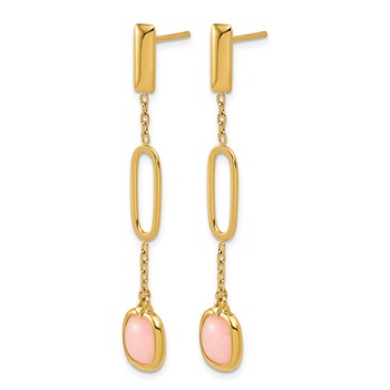 Herco 14K Polished Fancy Pink Opal and Ovals Post Dangle Earrings — alternate view
