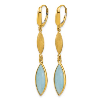 Herco 14K Brushed Aquamarine Navette Leverback Dangle Earrings — alternate view