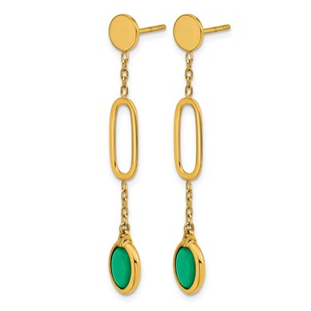 Herco 14K Polished Fancy Green Agate Ovals Post Dangle Earrings — alternate view