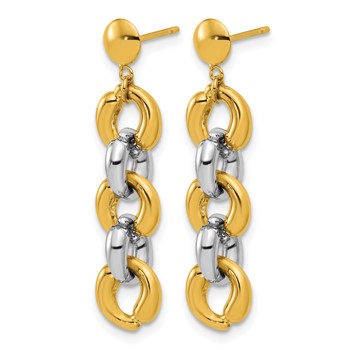Herco 14K Two-tone Polished 10.0mm Round Link Post Dangle Earrings — alternate view