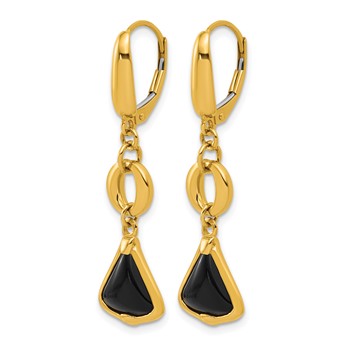 Herco 14K Triangular Onyx and Circle Leverback Dangle Earrings — alternate view