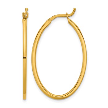 Herco 14K Polished 1.5mm Oval Hoop Earrings