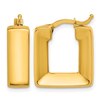 Herco 14K Polished 6.4mm Square Hoop Earrings