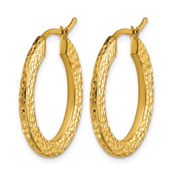 Herco 14K Polished and Diamond-cut 2.2mm Oval Hoop Earrings — alternate view