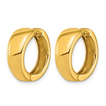 Herco 14K Polished Beveled and Tapered Hinged Round Hoop Earrings — alternate view
