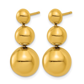 Herco 14K Polished Graduated Beaded Post Dangle Earrings — alternate view