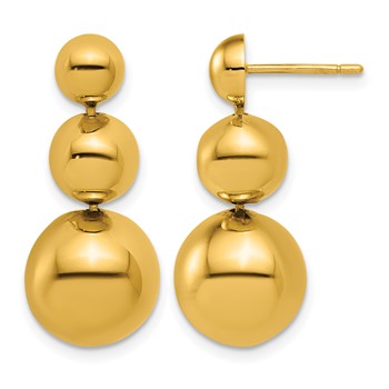 Herco 14K Polished Graduated Beaded Post Dangle Earrings