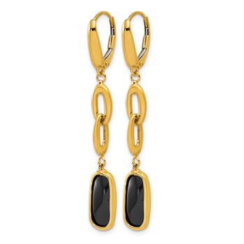 Herco 14K Polished Onyx Fancy Link Leverback Dangle Earrings — alternate view