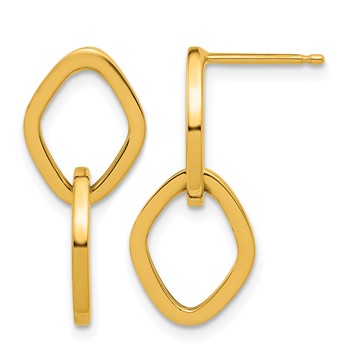 Herco 14K Polished Navette Link Post Dangle Earrings