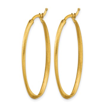 Herco 14K Satin and Contoured 2.0mm Oval Hoop Earrings — alternate view