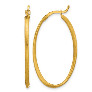 Herco 14K Satin and Contoured 2.0mm Oval Hoop Earrings