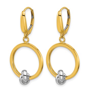 Herco 14K Two-tone Polished Knot Circle Leverback Dangle Earrings — alternate view
