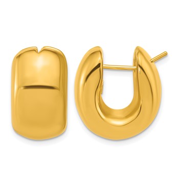 Herco 14K Polished Puffed and Tapered Oval Hoop Earrings