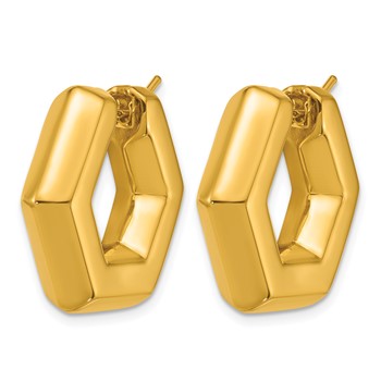 Herco 14K Polished Hexagon Hoop Earrings — alternate view