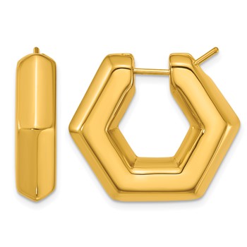Herco 14K Polished Hexagon Hoop Earrings