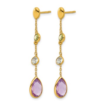 Herco 14K Polished Gemstone Teardrop Post Dangle Earrings — alternate view