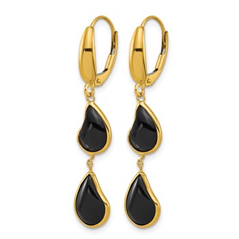 Herco 14K Polished Fancy Onyx Teardrop Dangle Leverback Earrings — alternate view