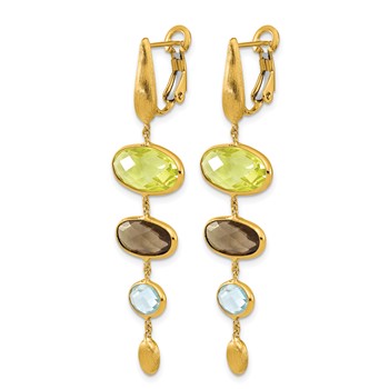 Herco 14K Brushed Oval Multi-Gemstone Dangle Leverback Earrings — alternate view