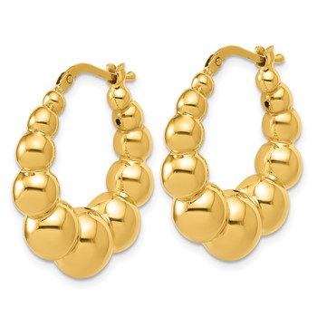 Herco 14K Polished and Beaded Graduated Hollow Hoop Earrings — alternate view