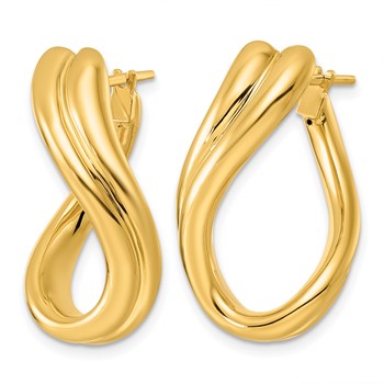 Herco 14K Polished Graduated Grooved and Twisted Hoop Earrings — alternate view