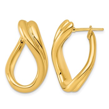 Herco 14K Polished Graduated Grooved and Twisted Hoop Earrings