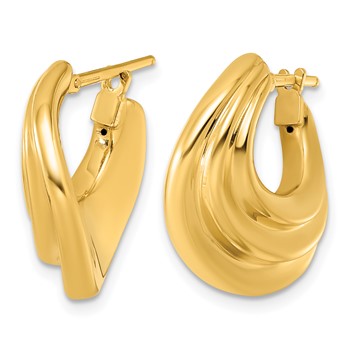Herco 14K Polished Tri-Layer Waved Hoop Earrings — alternate view