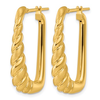 Herco 14K Polished and Satin Twisted Tapered Hoop Earrings — alternate view