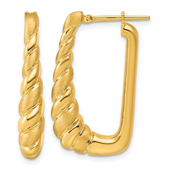 Herco 14K Polished and Satin Twisted Tapered Hoop Earrings