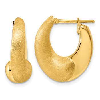 Herco 14K Polished and Satin Tapered Teardrop Hoop Earrings