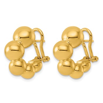 Herco 14K Polished Graduated Bead Round Omega Back Hoop Earrings — alternate view