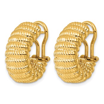 Herco 14K Polished and Textured J-Hoop Omega Back Earrings — alternate view