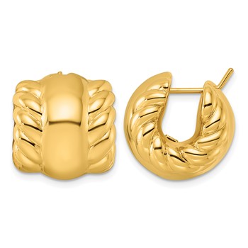 Herco 14K Polished and Twisted 17mm Huggie Hoop Earrings