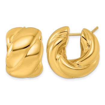 Herco 14K Polished Braided 16mm Huggie Hoop Earrings