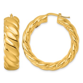 Herco 14K Polished Twisted 10mm Hoop Earrings