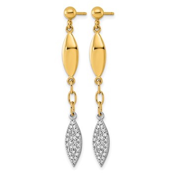 Herco 14K Two-tone Polished Fancy Diamond Link Post Dangle Earrings — alternate view