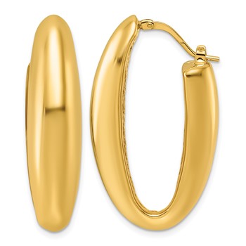 Herco 14K Polished Puffed Oval Hoop Earrings