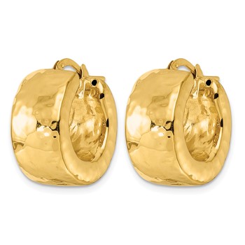 Herco 14K Polished Hammered 11mm Round Hoop Earrings — alternate view