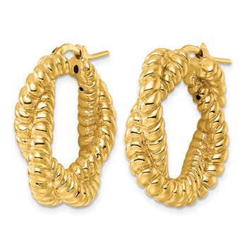 Herco 14K Polished Grooved and Twisted Hoop Earrings — alternate view