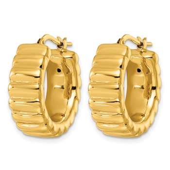 Herco 14K Polished Grooved 8.3mm Hoop Earrings — alternate view