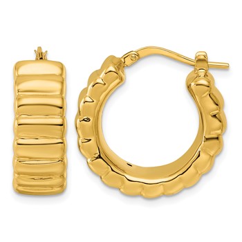 Herco 14K Polished Grooved 8.3mm Hoop Earrings
