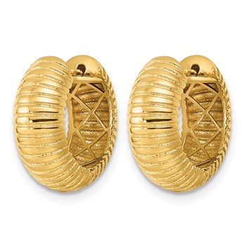 Herco 14K Polished and Textured 6.7mm Hinged Hoop Earrings — alternate view