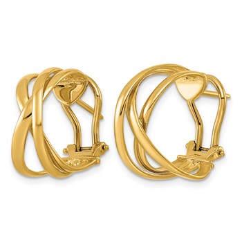 Herco 14K Polished Tri-Strand Omega Back Earrings — alternate view